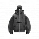 Tide Brand Double Hat Design Letter Hoodie Autumn And Winter Men And Women The Same Loose Y2K Tidive