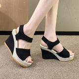 Women's Sandals 2025 Summer New Thick-Bottomed Large Cloth Fish Mouth With High