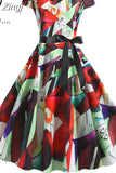Print Halloween Women 2023 Summer O Neck Short Sleeve Party Robe Femme Elegant Vintage