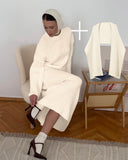 And Winter Pure Color Round Collar Jersey Sweater Set Of Women's Loose Knitted Sweater Broad Leg Trousers Scarf Three