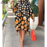 Spring Autumn Clothes Casual Gradient Polka Dot Bat Sleeve Loose Midi Dress Fashion Streetwear Long Tunics Women's
