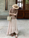 Xixi 2025 Summer New Temperament Lotus Leaf Side High Waist Half Skirt French Dress Dress Dress Women