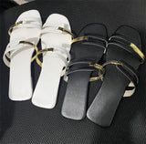 Women's Shoes Slippers 2025 Summer New Large-Size Color Flat Cool Slippers