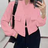 New Coat Temperament Collar Big Pocket Neutral Style Women's Jacket Small Fragrant Spring And Autumn Coat
