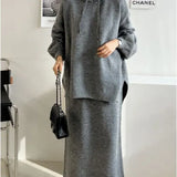 Chic Autumn And Winter Loose Large-Size Knitted Sweater + Half-Body Dress Two