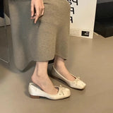 Single Shoes Women 2025 Spring New Low-Heeled Mary Jane Shoes Grandmother Shoes Soft Soles Of Shallow Bean Shoes
