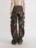 Zingj High Street Yabi Camouflage Cargo Pants Spring 2024 New Retro Large Pocket Loose Fashion Cargo