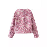 Women's ZA Autumn And Winter Thick Round-Neck Long-Sleeved Printed Short