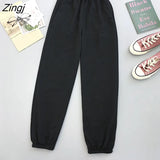 Pants Women Elastic-waist Solid Loose 2XL Lace-up Students Sportswear Leisure All-match Ulzzang Womens Trousers