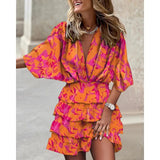 Explosion Autumn Bat Sleeve V Under The Collar Irregular Dress Women's