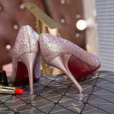 Spring Leek Women's High Heels Sexy Water Drill Design Small Pointed Wedding Shoes Bridesmaid