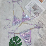 Zingj 2024 New Crystal Diamond Bikini Sexy Perm Gold Strap Female Split Swimsuit