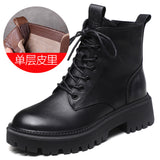 Leather Soft Bottom With Martin Boots Autumn And Winter New Short-Skin Women British Style Single Boots Work Fit Thick