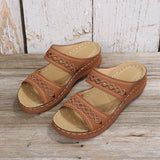Large-Size Car Line Slippers 2025 New Women's Round Head Comfortable Slippers Slope Retro Cool