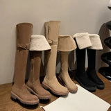 Of The Velvet Face Lamb Hair Flat Bottom Knight Boots 2025 Autumn And Winter New Thicken Snow Over The Knee Boots