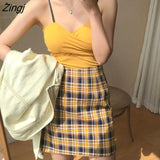 Women Spaghetti Strap Adjusted Knitting Sexy Slender Crop Top Solid Color Korean Style Camisoles Fashion Chic Stylish