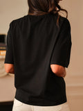 Version Is Good Thin Three-Dimensional Embroidery Folds Soft Thin Breathable Round Neck Short Sleeve