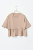 Spring And Summer New Pure Cotton Collar 100-Fold T-Shirt Top Women Soft And Loose Leisure