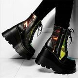 Boots 2025 Explosion Autumn And Winter Leather Boots High Gangs Of Cake Single Shoes Women's Ultra-High Heel And Large Size Women's