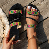 Zingj Slippers Female 2024 Summer Light Wear National Wind Embroidery Fashion Leisure Large Size