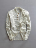 2025 New Men's Casual Linen Shirt Gentlemen's Wind Collar Wish Cotton