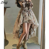 Floral Fairy Dresses for Women 2022 Luxury Designer Slim Korean Princess Dresses Female Chic Elegant Casual Party