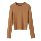 Round Collar Stitching Long Sleeve Bottom Shirt Women Autumn And Winter New Slimming Inside T-Shirt