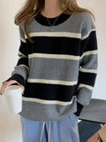 Color Block Striped Knit Sweater- Outfit