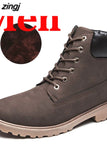 Men Boots PU Outdoor Snow Ankle Boots Male Lace Up Anti-slip Booties British Sneakers Plus Size 46 Zapatos De