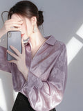 Year's Explosion Of Purple Denswear Wedry Shirt Women's 2025 Early Spring New Unique Beautiful French Long-Sleeved
