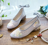 Zingj Shoe Net Shoe Sandals Bag Root Embroidered Cloth Shoes Low Heel Women's Shoes 2023 New National Wind New