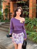 Xixi 2025 Spring New Ins Temperament Shoulder Wool Bottom Shirt Long-Sleeved Knitwear Women's Top