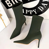 Shoes 2022 New Stretch Boots Autumn Shoes Pointed Toe High-heel Boots Stiletto Ankle Boots 3 Colour Female Short