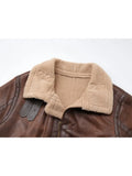 Women's Fur Jacket Belt Zippers Loose Warm Lamb Wool Winter Vintage Thickened Locomotive Lapel Female Chic PU Motorcycle