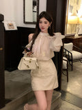Xixi 2025 Spring New Korean Version Of The Temperament Flowers Chiffon Long-Sleeved Shirt Women Top Women