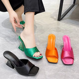 New 43 Large Women's Shoes Casual Cloth Type Shaped Transparent Thick And High Heel Slippers
