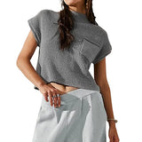 Wool Vest Sleeveless Pocket Casual Fashion Ribs Vest