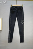 Sequins Jeans Women Bling Bling Spring Autumn Woman High Waist Pencil Denim