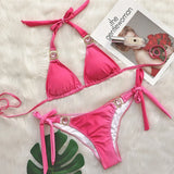 Zingj 2023 New Bikini Sexy Gradient Print Strap Swimsuit, Luxury Crystal Diamond Vacation