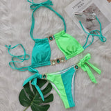 Zingj 2024 New Crystal Diamond Bikini Sexy Quilting Tied With Women's Split