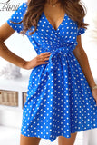 Sleeve Women Summer Dress Beach Sexy V Neck Mini Party Dress Ladies Polka Dot Vintage Sundress 2023 Robe