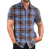 Lattice Men's Shirt 2025 New Wish Short Sleeve Cardigan Station European