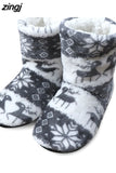 Socks Shoes Woman Home Slippers Christmas Elk Indoor Shoes Warm Contton Slipper Plush Insole Anti-Skid Sole Botas