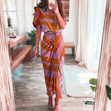 Women's Fashion Dress INS Temperament Fashion Printed Shirt Folded