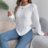 Shooting Autumn And Winter Casual Pure Color Lantern Sleeve Irregular Jacket Sweater Women's