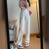 Zingj White High Waist Wide Leg Jeans Female Small Spring And Autumn Loose Straight Tube White Hanging Feeling Mop The Floor Versatile