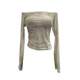 Shooting Two Sets Of Sexy Shoulder Single-Layer Thin Mesh Yarn Short T-Shirt + Inner Brat With Chest Pads To Wipe The Chest Vest