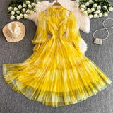 High-End Chiffon Dress Women Autumn New Temperament Banquet Dress Phony Holiday Princess