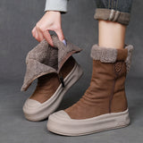 Cowhide Lamb Wool Snow Boots Winter New Maillard Warm And Velvet Boots Thick Bottom