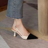 Summer New Baotou Sandals French Color Small Fragrant Wind Tip High Heels One-字 Button With Sandals Fine
